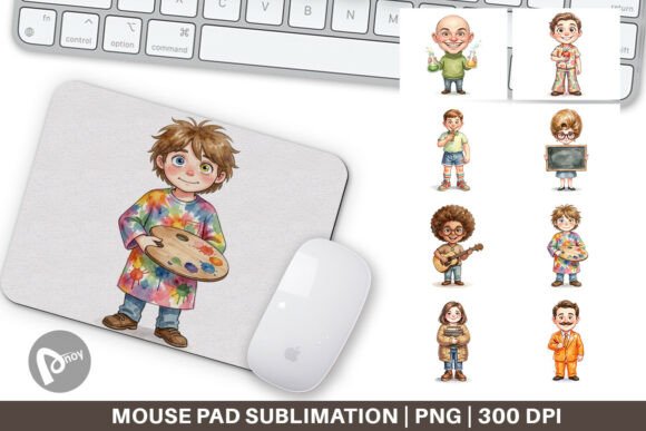 70s Teacher Watercolor Mouse Pad PNG: A Creative Tool for Modern Workspaces