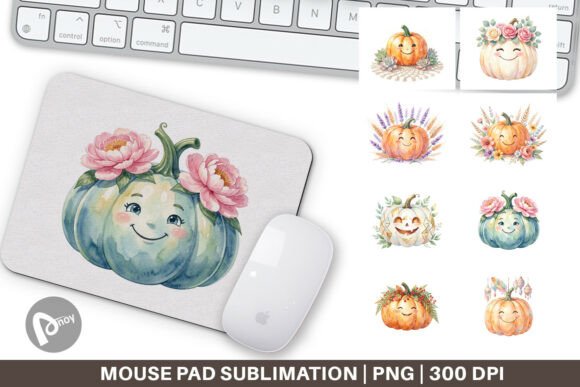 Boho Floral Smiling Pumpkin Mouse Pad: A Stylish and Functional Addition to Your Workspace