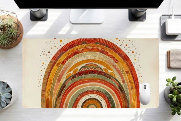 Boho Rainbows Desk Mat PNG: A Strategic Addition to Your Workspace