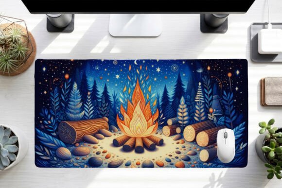 Campfire Night Desk Mat PNG: Elevate Your Workspace with Style and Functionality