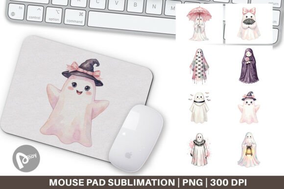 Coquette Ghost Watercolor Mouse Pad PNG: Enhancing Workflow with Creative Design