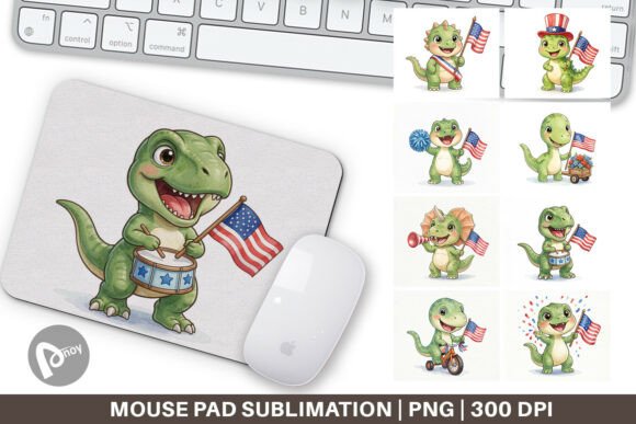 Digital Patriotic Dinosaur Mouse Pad