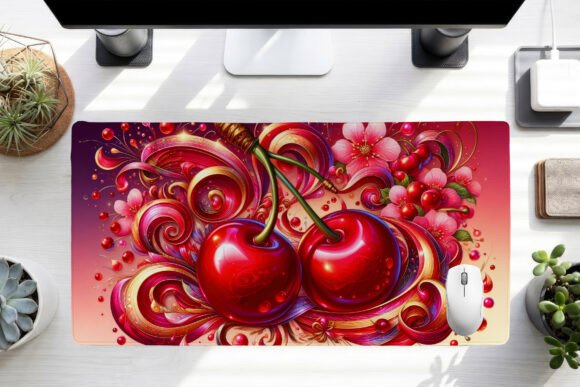 Elevate Your Workspace with the Cherry Desk Mat PNG