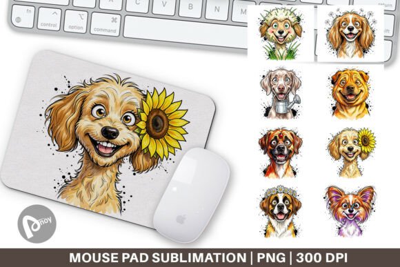 Enhance Your Workspace with a Digital Watercolor Garden Dog Mouse Pad and Sublimation Mouse Pad