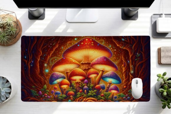 Fantasy Mushrooms Desk Mat PNG: A Creative Addition to Your Workspace