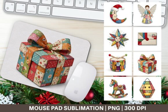 Festive Patchwork Christmas Mouse Pad