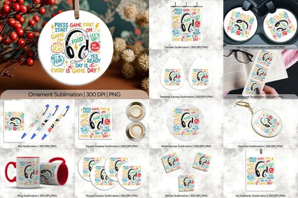 Gamer Typography Headphones PNG Design
