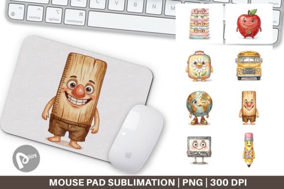 Groovy 70s School Supply Mouse Pad PNG