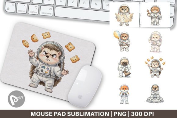 Grumpy Astronaut Pets Mouse Pad Design