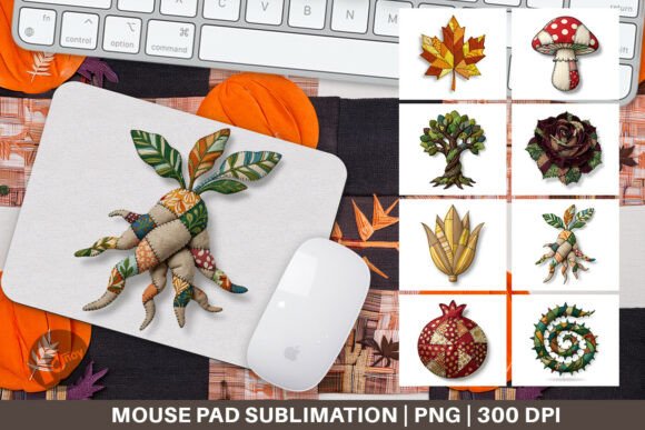 Haunted Harvest Patchwork Mouse Pad PNG: Elevate Your Desk With Sublimation Art and Practical Comfort