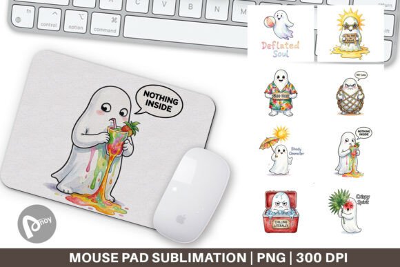 Melting Ghost Watercolor Mouse Pad PNG: A Creative Addition to Your Workspace