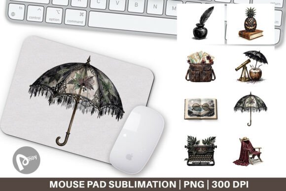 Moody Dark Academia Beach Mouse Pad PNG: Elevate Your Space with Stylish Functionality