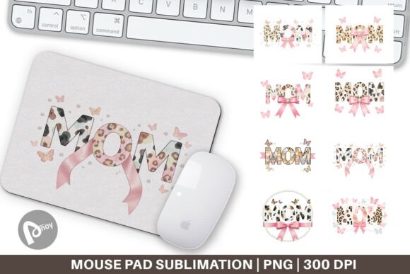 Pastel MOM Animal Print Mouse Pad PNG
