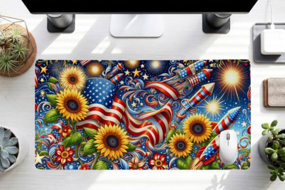 Patriotic Sunflower Desk Mat PNG: A Stylish and Functional Addition to Your Workspace
