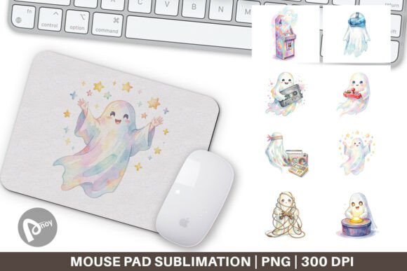 Retro Arcade Ghost Mouse Pad PNG Design