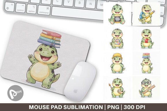 School Dinosaur Watercolor Mouse Pad PNG: Enhancing Workflow with Creative Design