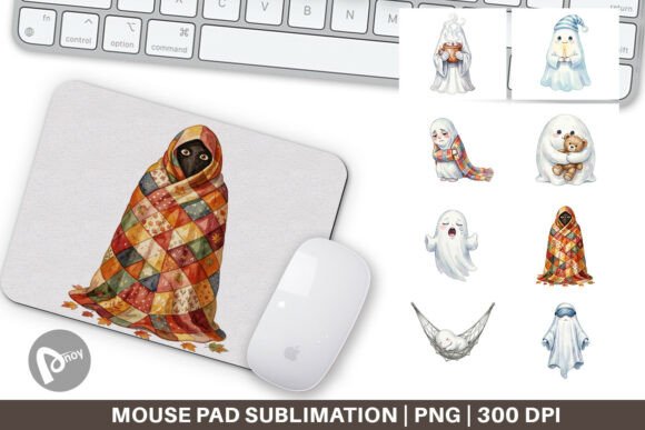 Sleepy Ghost Watercolor Mouse Pad PNG: A Creative Addition to Your Workspace