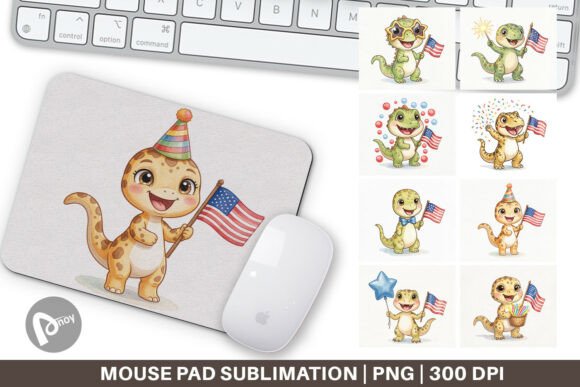 Spotted Starry Dino Watercolor Mouse Pad