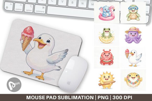 Summer Animals Watercolor Mouse Pad PNG: A Creative Addition to Your Workspace