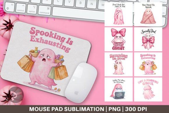 Tired Pink Ghost Coquette Mouse Pad PNG: A Creative Addition to Your Desk Setup