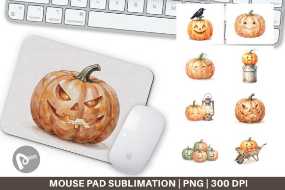 Vintage Watercolor Pumpkin Mouse Pad PNG: A Stylish Addition to Your Workspace