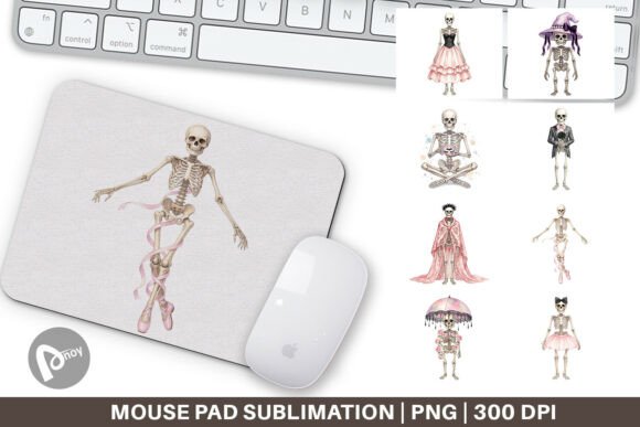Watercolor Coquette Skeleton Mouse Pad: A Creative Addition to Your Workspace