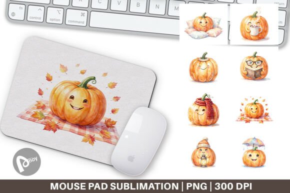 Watercolor Fall Pumpkin Mouse Pad PNG: A Creative Touch for Your Workspace