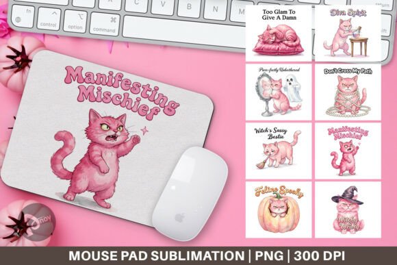 Watercolor Halloween Pink Cat Mouse Pad: A Creative Desk Upgrade for Productivity and Style