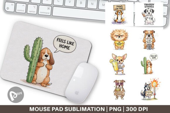 Watercolor Heatwave Dog Mouse Pad PNG: A Stylish and Functional Addition to Your Workspace