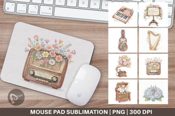Watercolor Music Floral Mouse Pad: Elevate Your Desk with Artistic Design and Sublimation Craftsmanship