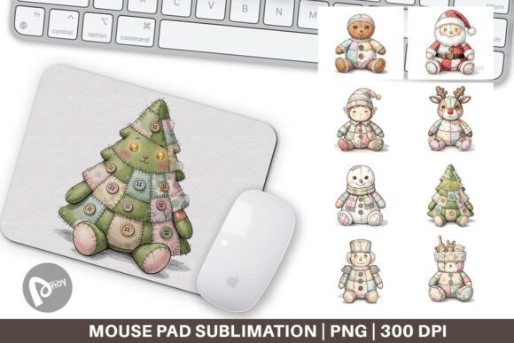 Watercolor Patchwork Christmas Mouse Pad