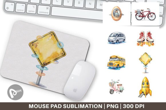Watercolor Retro School Hover Mouse Pad
