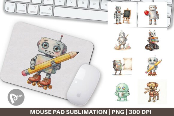 Watercolor Retro School Robot Mouse Pad: A Unique Blend of Style and Functionality