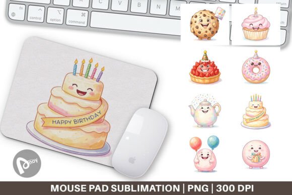 Watercolor Round Sweet Treats Mouse Pad