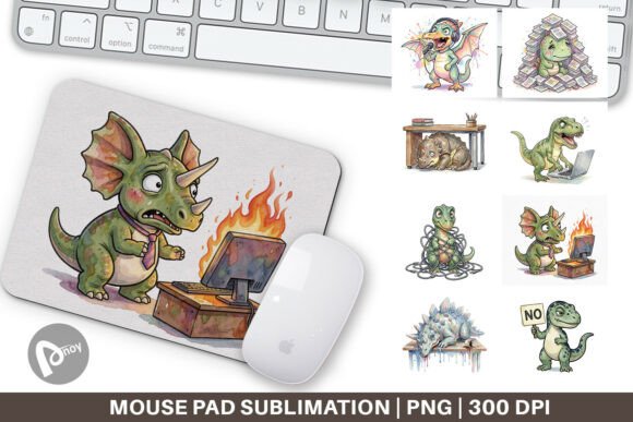 Watercolor Stressed Dinosaur Mouse Pad