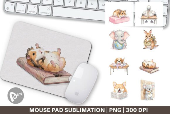 Watercolor Tired School Animal Mouse Pad and Sublimation Mouse Pad: Enhance Your Workspace with Style and Functionality