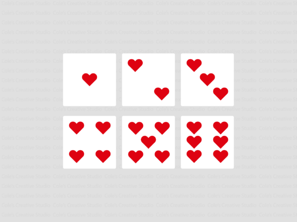 White and Red Heart Dice Set SVG Bundle